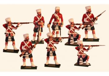 Image of 42nd Highlander Regt The Black Watch--Officer & 7 Soldiers firing/Loading