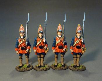 Four Grenadiers at Attention, Set#1, The New Jersey Provincial Regiment, The Raid on St. Francis, 1759--four figures Four Grenadiers at Attention, Set#1, The New Jersey Provincial Regiment, The Raid on St. Francis, 1759--four figures #33356