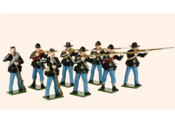 Image of Union Infantry--Six Privates firing and two Privates loading
