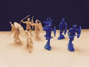The War at Troy Set 1 - Includes 8 Greeks in 4 Poses (Cream Plastic) and 8 Trojans in 4 Poses (Blue Plastic) The War at Troy Set 1 - Includes 8 Greeks in 4 Poses (Cream Plastic) and 8 Trojans in 4 Poses (Blue Plastic) #33740