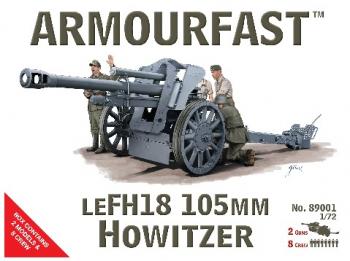 Image of LeFH18 105mm Howitzer--Two Guns & eight crew--1:72 scale unpainted plastic