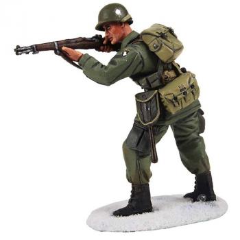 U.S. 101st Airborne Infantry in M-43 Jacket Standing Firing M-1 Garand, Winter 1944-45--single figure--AWAITING RESTOCK. U.S. 101st Airborne Infantry in M-43 Jacket Standing Firing M-1 Garand, Winter 1944-45--single figure--AWAITING RESTOCK. #33980