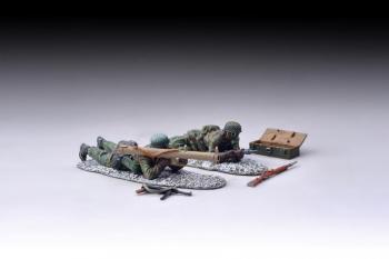 Image of Anti-Tank Team with Panzerschreck (two Battle of the Bulge Fallschirmjager wearing gas masks (without the canister attachment), ammunition crate and 2 x personal side-arms for the crew)--RETIRED--LAST TWO!! Image of Anti-Tank Team with Panzerschreck (two Battle of the Bulge Fallschirmjager wearing gas masks (without the canister attachment), ammunition crate and 2 x personal side-arms for the crew)--RETIRED--LAST TWO!!