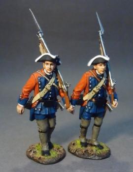 Image of Two Line Infantry Marching, 60th (Royal American), Regiment of Foot, The Raid on St. Francis, 1759--two figures Image of Two Line Infantry Marching, 60th (Royal American), Regiment of Foot, The Raid on St. Francis, 1759--two figures