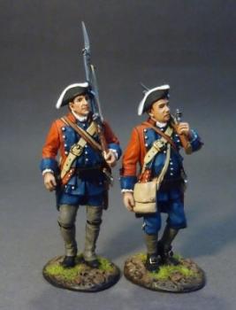 Image of Two Line Infantry Marching (set 2), 60th (Royal American), Regiment of Foot, The Raid on St. Francis, 1759--two figures Image of Two Line Infantry Marching (set 2), 60th (Royal American), Regiment of Foot, The Raid on St. Francis, 1759--two figures