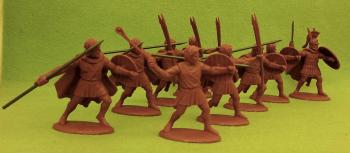 Agrianian Infantry--1 Macedonian officer + 8 Agrianian with 6 javelineers and 2 slingers, with option for sword action poses--nine figures Agrianian Infantry--1 Macedonian officer + 8 Agrianian with 6 javelineers and 2 slingers, with option for sword action poses--nine figures #34218