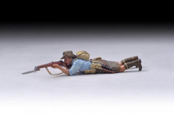 Australian Lying Down Rifleman with small backpack takes aim (blue/grey shirt)--single figure--RETIRE--LAST THREE!! #0