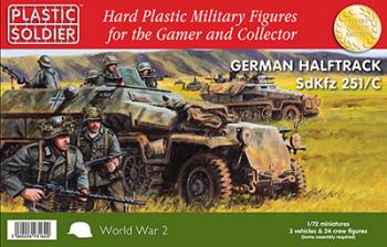 Image of 1/72nd Easy Assembly German Sdkfz 251 Ausf C Half track (RED BOX)--3 vehicles and 21 crew