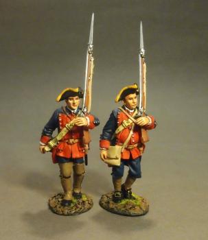 Image of Two Line Infantry Marching, The New Jersey Provincial Regiment, The Raid On St. Francis 1759—two figures--RETIRED--LAST TWO!!