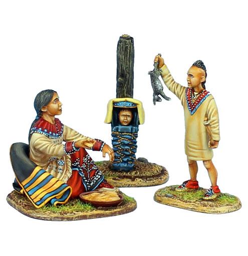 Woodland Indian Squaw with Boy Hunter and Baby--three figures--RETIRED--LAST ONE!! #1