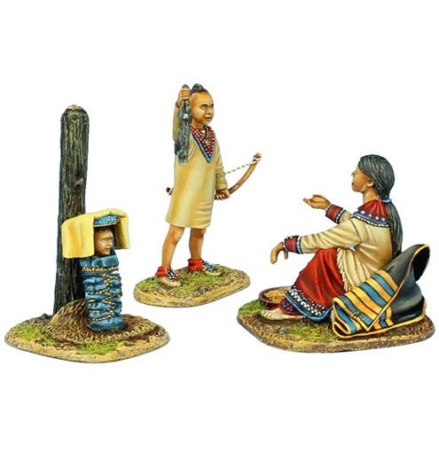 Woodland Indian Squaw with Boy Hunter and Baby--three figures--RETIRED--LAST ONE!! #3