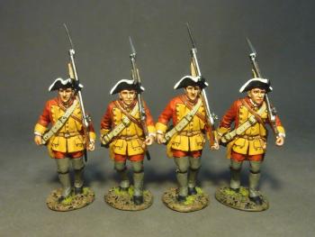 Image of Four Line Infantry Marching, Set #1, The Connecticut Provincial Regiment, The Raid on St. Francis, 1759—four figures--RETIRED--LAST ONE!!