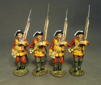 Image of Four Line Infantry Marching, Set #2, The Connecticut Provincial Regiment, The Raid on St. Francis, 1759—four figures--RETIRED--LAST ONE!!