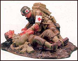 Image of U.S. D-Day Medic and Wounded Private--two figures on single base--RETIRED--LAST ONE!!