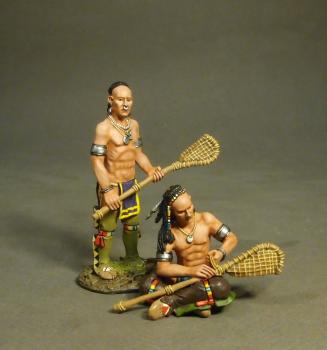 Image of Two Lacrosse Players Preparing, Woodland Indians, The Raid on St. Francis, 1759—two figures
