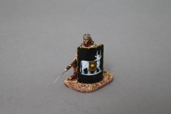 Image of Kneeling Legionnaire with Pilum Lowered Waiting (9th Legion black shield)--single figure--RETIRED--LAST ONE!! Image of Kneeling Legionnaire with Pilum Lowered Waiting (9th Legion black shield)--single figure--RETIRED--LAST ONE!!