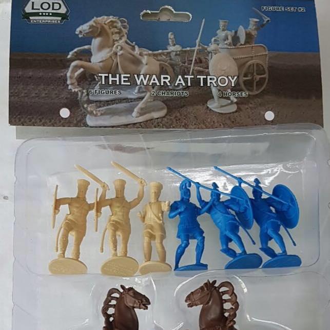 War at Troy Figure Set 2--1 Greek Chariot & 1 Trojan Chariot (4 Horses, 6 Soldiers) #1