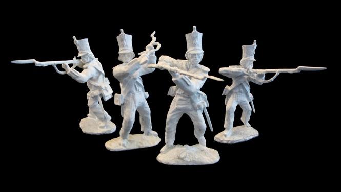 Alamo Mexican Regulars Set #1--12 in 4 poses with swappable heads (powder blue) #4