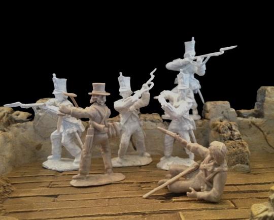 Alamo Mexican Regulars Set #1--12 in 4 poses with swappable heads (powder blue) #3