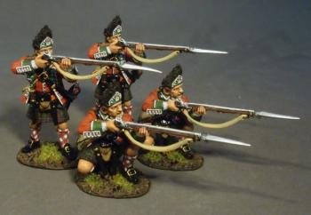 Image of Four British Grenadiers Skirmishing, 42nd Regiment of Foot, Battle of Bushy Run--four figures--RETIRED--LAST ONE!!