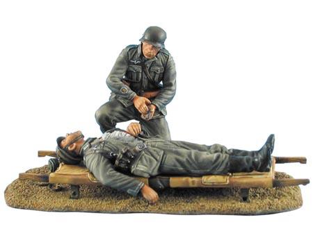 German Medic Treating Soldier in Stretcher--1:35 scale resin figure kit #1