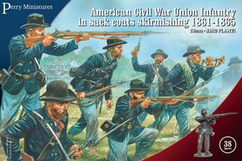 Image of American Civil War Union Infantry in sack coats skirmishing, 1861-1865--thirty-eight 28mm plastic figures