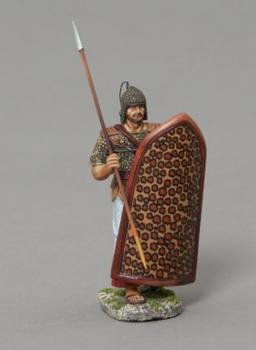 Image of Advancing Egyptian Marine with Spear Resting on Shoulder and Brown Leopard Skin Shield--single figure--RETIRED--LAST TWO!!