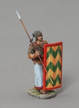 Image of Advancing Egyptian Marine with Spear Resting on Shoulder and Yellow/Green Striped Shield--single figure--RETIRED--LAST ONE!!