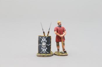 Image of Roman Legionnaire (30th Legion black shield) with Pick Axe--single figure--RETIRED--LAST FOUR!!