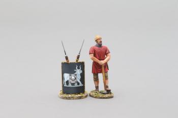 Image of Roman Legionnaire (9th Legion black shield) with Pick Axe--single figure--RETIRED--LAST THREE!!