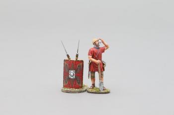 Image of Roman Legionnaire (Minerva Legion red shield) Wiping Brow--single figure--RETIRED--LAST ONE!!