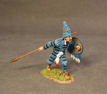 Image of Aztec Warrior (blue), the Aztec Empire, The Conquest of America--single figure--RETIRED--LAST THREE!! Image of Aztec Warrior (blue), the Aztec Empire, The Conquest of America--single figure--RETIRED--LAST THREE!!