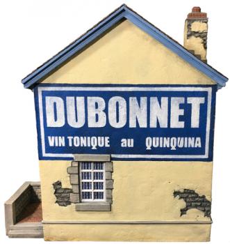 French Stucco House with Side Porch and Commercial Sign--11in. (l) x 12in. (h) x 4.5in. (w) French Stucco House with Side Porch and Commercial Sign--11in. (l) x 12in. (h) x 4.5in. (w) #39012