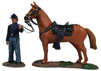 Image of Federal Orderly Holding Horse--single figure and horse figure