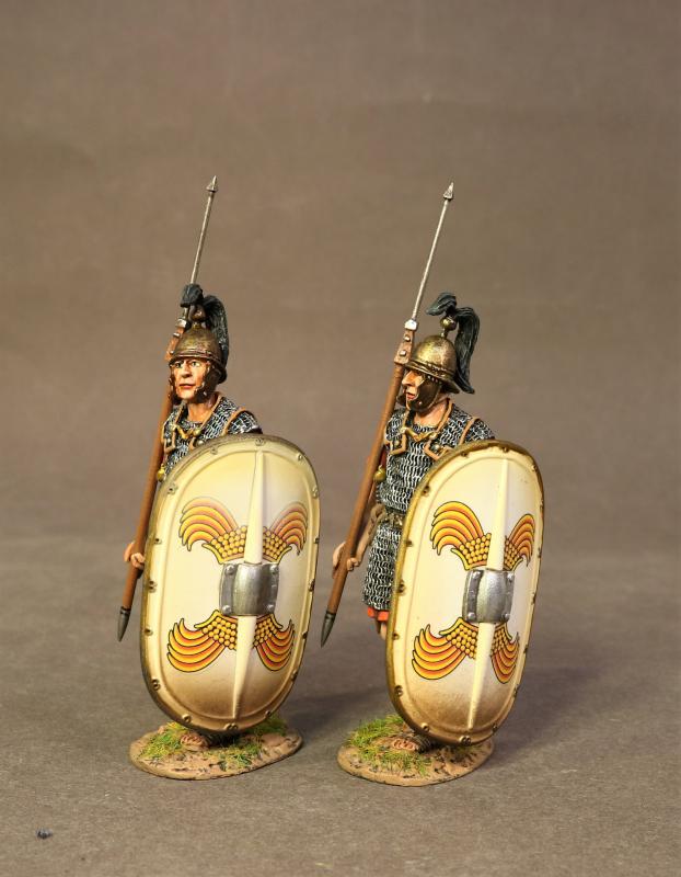 Two Legionnaires with White Shields Marching (Left Leg Forward), the Roman Army of the Late Republic, Armies and Enemies of Ancient Rome--two figures--RETIRED. #1