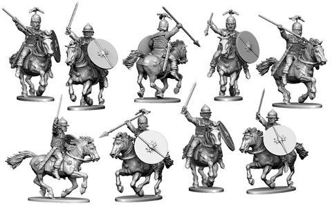 Gallic Cavalry--twelve mounted 28mm unassembled plastic figures #3