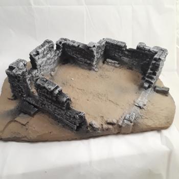 Image of One Story Destroyed Stone Building for Artillery or 88mm Gun--PAINTED--FIVE IN  STOCK.
