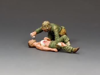 Image of Navy Corpsman & Wounded Marine--two USMC figures--RETIRED--LAST TWO!!
