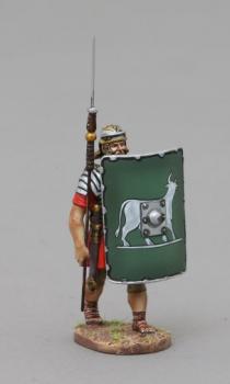 Image of Advancing Legionnaire Pilum Raised (6th Legion green shield with Silver Boss)--single figure--RETIRED--LAST TWO!! Image of Advancing Legionnaire Pilum Raised (6th Legion green shield with Silver Boss)--single figure--RETIRED--LAST TWO!!