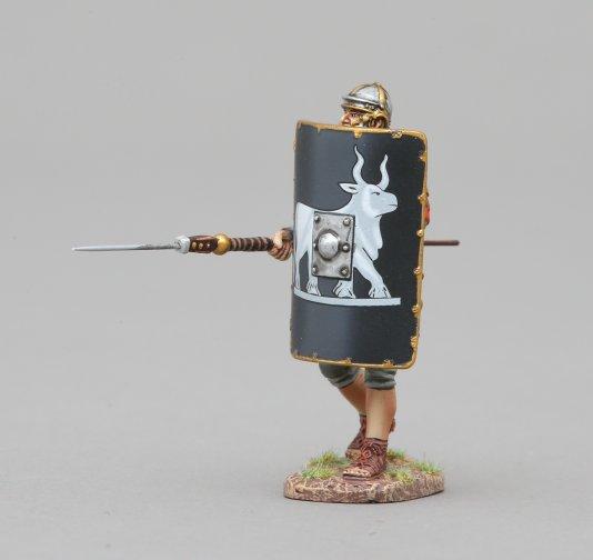 Second Rank Legionnaire Advancing with Pilum Lowered, Wearing Scale Armor (9th Legion Black Shield with silver shield boss)--single figure--RETIRED--LAST ONE!! #1