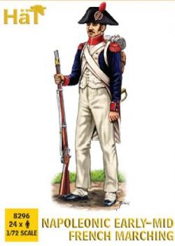 Image of Napoleonic Early-Mid French Infantry Marching--twenty-four 1:72 scale unpainted plastic figures
