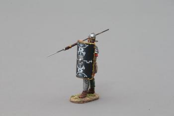 Image of Roman Legionnaire Preparing to Launch Pilum (30th Legion black shield)--single figure--RETIRED--LAST ONE!!