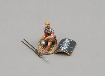 Weary Legionnaire Resting with 30th Legion Black Shield & 2 Pilum--4 pieces--RETIRED--LAST ONE!! #0