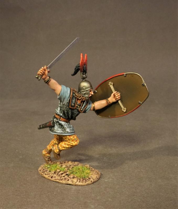Gaul Warrior Charging (shield with red background with red and white checks), Ancient Gauls, Armies and Enemies of Ancient Rome--single figure #2