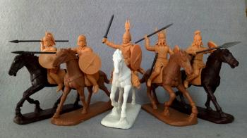 Image of Celtic Barbarian Cavalry--five mounted plastic figures
