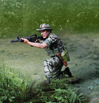 Image of Vietnam LRRP Firing CAR15--single U.S. Army Ranger figure--RETIRED--LAST THREE!!