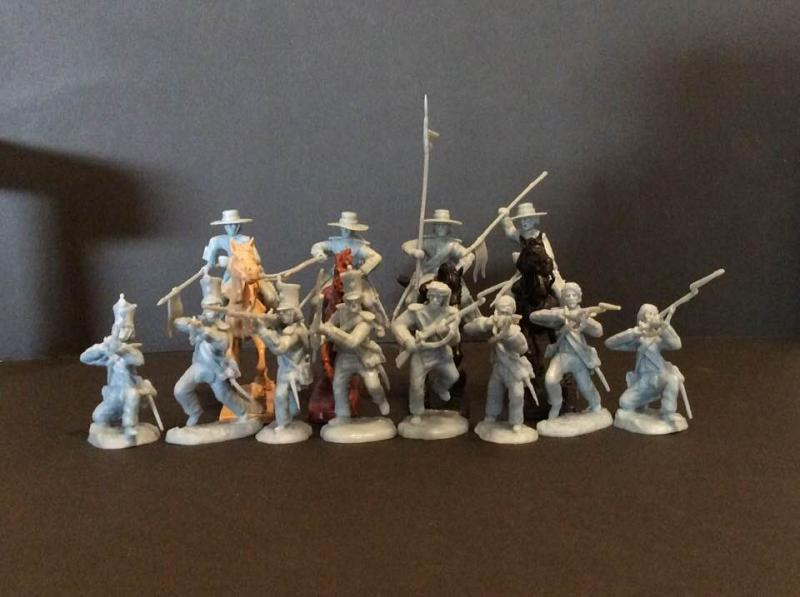 Alamo Mexican Cavalry and Infantry set (#3)--12 Figures, 4 Horses (Powder Blue) #3