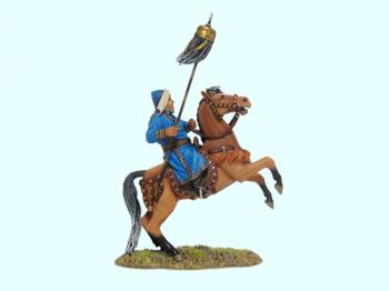 Desperate Genghis Khan with banner on rearing horse (unarmoured)--single mounted figure Desperate Genghis Khan with banner on rearing horse (unarmoured)--single mounted figure #40405