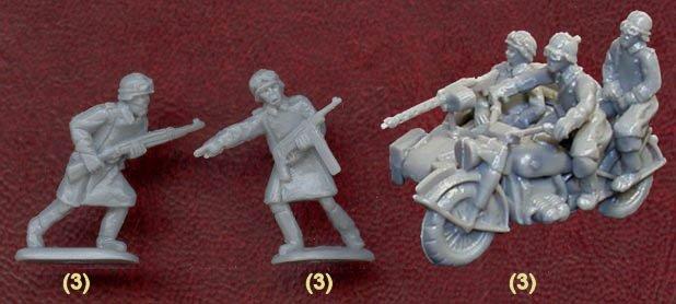 1/144 WWII German BMW R75 Motorcycle and Sidecar Desert Camouflage w/ 3 figures 