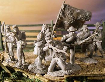 Image of Confederate Infantry--Set #1 Powder Blue--8 Figures in 8 poses